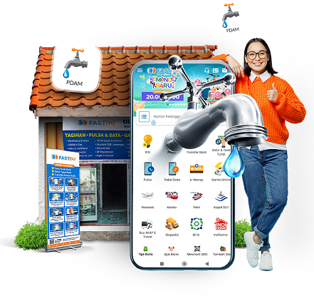 Pembayaran tagihan PDAM di agen pembayaran menggunakan aplikasi Fastpay