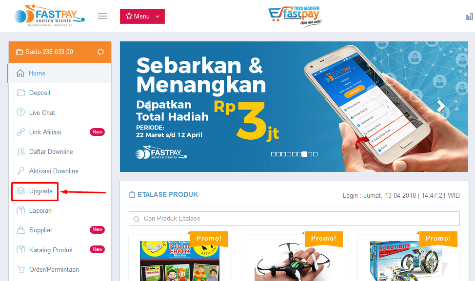 cara-upgrade-fastpay-1 Siapa Cepat Dia Dapat ! Promo UPGRADE Hemat Hingga 250 Ribu !