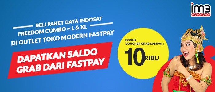 Jualan Paket Data Indosat di Fastpay, Harga Murah Plus Dapat VOUCHER GRAB GRATIS!