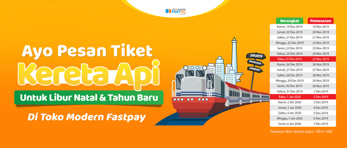 Tiket Kereta Api Untuk Natal 2019 dan Tahun Baru 2020 Sudah Dapat Dipesan!