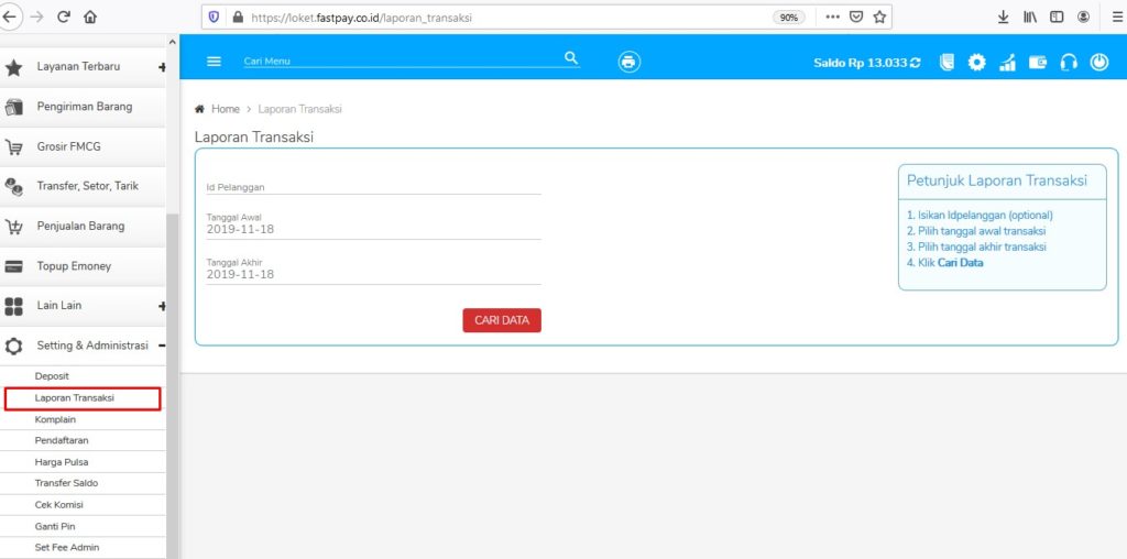 laporan-transaksi-1024x508 [LIVE] Cara Mencetak Struk Super Cepat dari Toko Modern Fastpay Desktop V.20