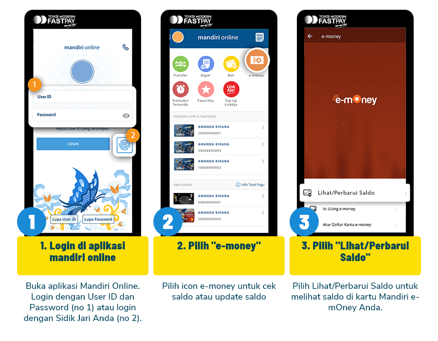 cara-update-saldo-mandiri-etoll-mandiri-online1 Cara Update Saldo Kartu Tol Mandiri, BRI BRIZZI, BNI TapCash di Fastpay