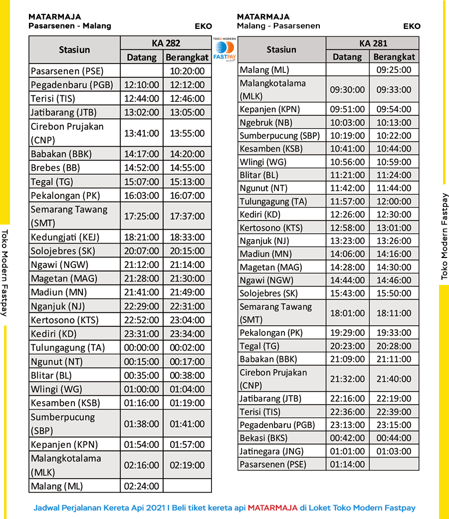 jadwal-kereta-matarmaja-2021 Jadwal Baru KA Tawang Jaya, KA Progo dan KA Matarmaja 2021