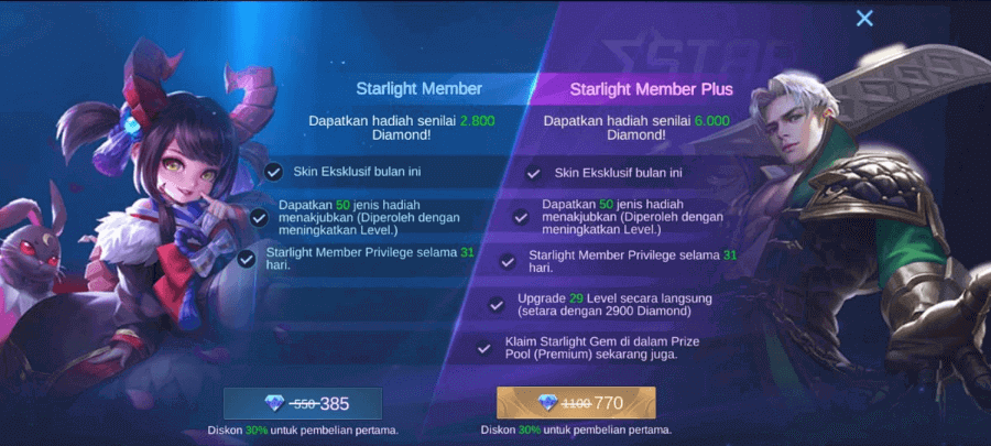 perbandingan-starlight-member-mobile-legends Starlight Member Mobile Legends, Fitur Premium Bisa Dibeli di Fastpay