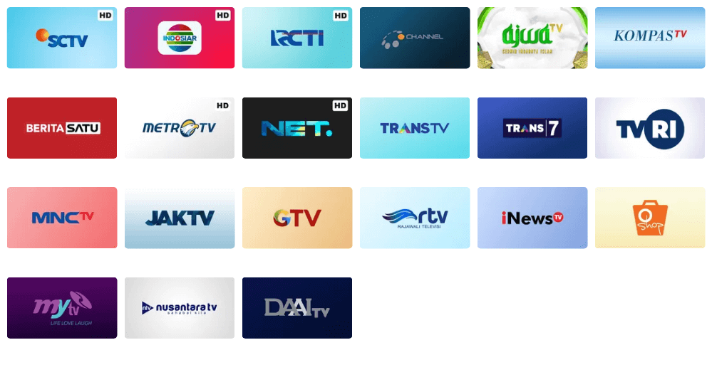 Channel TV Nasional Vidio