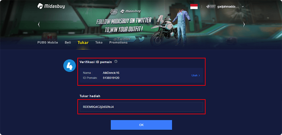 Redeem voucher PUBG Mobile